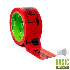 Preview: Warnband Klebeband 48mmx66m activaTape Low Noise rot mit Aufdruck Vorsicht Glas