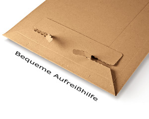 Preview: 100x Versandtaschen TP335 250x350mm stabile Vollpappe Selbstklebeverschluss A4+ braun