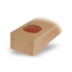 Preview: 100x Blockbodenbeutel Kraftpapier braun mit Sichtfenster  55 + 30 x 175mm 