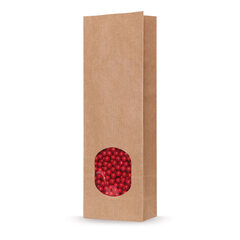 100x Blockbodenbeutel Kraftpapier braun mit Sichtfenster  55 + 30 x 175mm 