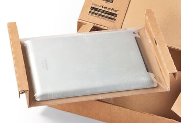 Preview: ColomPac Fixtray für 10" Tablet inkl. Versandkarton mit Selbstklebeverschluss & Aufreißfaden braun