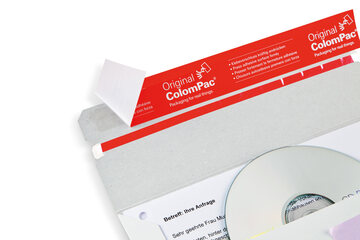Preview: ColomPac Versandtaschen 160 x 175 x -30 mm Vollpappe Selbstklebeverschluss Aufreißfaden weiß