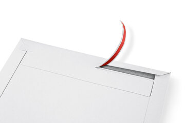 Preview: ColomPac Versandtaschen mit Querbefüllung 227 x 160 x -30 mm Vollpappe Selbstklebeverschluss Aufreißfaden weiß