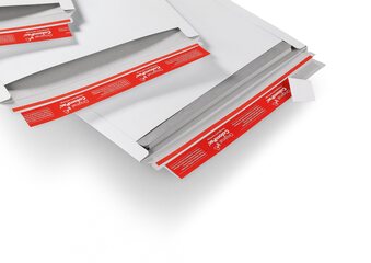 Preview: ColomPac Versandtaschen mit Querbefüllung 227 x 160 x -30 mm Vollpappe Selbstklebeverschluss Aufreißfaden weiß