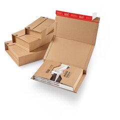 ColomPac Universalverpackung Wickelverpackung starke B-Welle 198 x 135 x -63mm mit Selbstklebeverschluss & Aufreißfaden