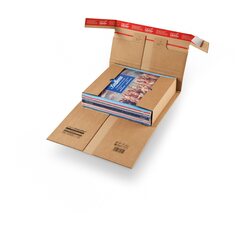 ColomPac Robuste Versandverpackung 352 x 232 x -102mm mit Sicherungslaschen Selbstklebeverschluss & Aufreißfaden braun