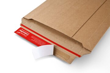 Preview: ColomPac Robuste Versandverpackung 352 x 232 x -102mm mit Sicherungslaschen Selbstklebeverschluss & Aufreißfaden braun