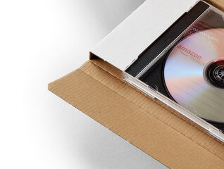 Preview: ColomPac CD-Jewel-Mailer DIN Lang 225 x 125 x 12mm Selbstklebeverschluss & Aufreißfaden für 1 CD / DVD mit Hülle