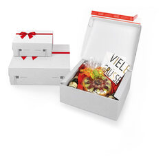 ColomPac Geschenkbox 250 x 177 x 96mm Selbstklebeverschluss & Aufreißfaden offsetbedruckt weiß