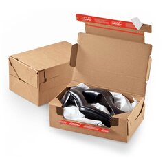 ColomPac Return Box 300 x 200 x 100mm mit Selbstklebeverschluss & Aufreißfaden braun