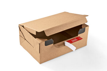 Preview: ColomPac Return Box 300 x 200 x 100mm mit Selbstklebeverschluss & Aufreißfaden braun