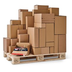 Preview: ColomPac Euroboxen L 400 x 100 x 100mm mit Selbstklebeverschluss & Aufreißfaden braun