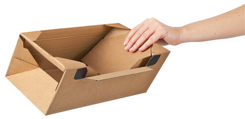 Preview: ColomPac Euroboxen XL 600 x 400 x 100mm mit Deckel - Selbstklebeverschluss & Aufreißfaden braun