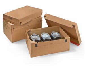 ColomPac Euroboxen XL 600 x 400 x 100mm mit Deckel - Selbstklebeverschluss & Aufreißfaden braun
