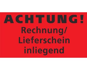 1000x Hinweisetiketten Warnetiketten rot RECHNUNG /LS. INLIEGEND 145x76mm
