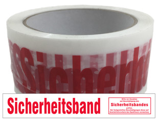 Preview: 1x Packband Klebeband 50mmx66m low noise weiß-transparent mit Aufdruck SICHERHEITSBAND