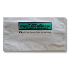 1000x Dokumententaschen aus Pergamin Papier Lieferschein/Rechnung weiß mit grünem Balkendruck DIN-Lang