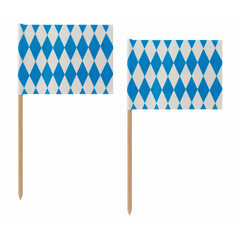 100x Fahnenpicker Deko-Picker Oktoberfest Bayerische Raute 10cm