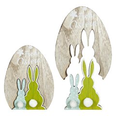 Osterei mit Hasen aus Holz Osterdeko 18 cm 