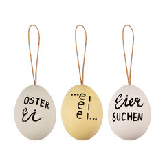 Ostereier Naturecht "Statement" Osterdeko weiß/creme/mint 6 cm 