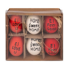 Preview: Ostereier Naturecht "Statement" Osterdeko rot/weiß/rot 6 cm 