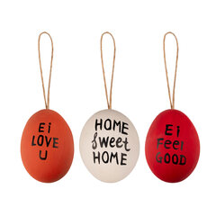 Ostereier Naturecht "Statement" Osterdeko rot/weiß/rot 6 cm 