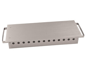 1x Rechaud aus Edelstahl Speisewärmer Wärmeplatte für 2 Teelichter silber 37x18x6.5cm