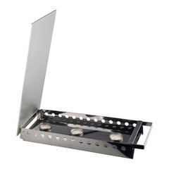 Preview: 1x Rechaud aus Edelstahl Speisewärmer Wärmeplatte für 3 Teelichter silber 49x18x6.5cm