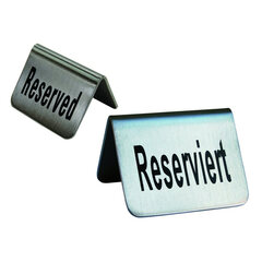 Preview: 1x Tischaufsteller "Reserviert" aus Edelstahl 5.2x3.5cm