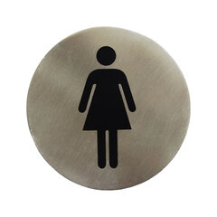 12x Hinweisschild "Damen" aus Edelstahl Ø7,5cm