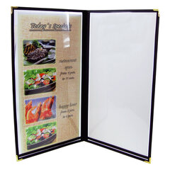 1x Speisekarte "American" A4 schmal schwarz 4 Seiten