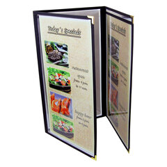 1x Speisekarte "American" A4 schmal schwarz 6 Seiten