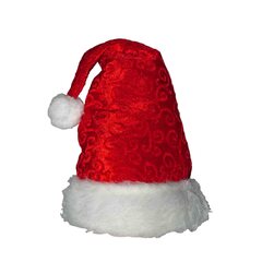 1x Weihnachtsmütze Exquisit aus Plüsch rot 44 cm