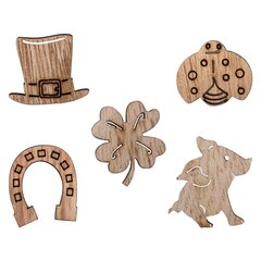 20x Glücksbringer aus Holz natur 5 Motive gemischt 2.5cm