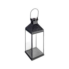 1x Laterne "Antike" aus Metall/Glas schwarz 37cm