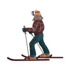 Skifahrer "Vintage" aus Holz ,Deko zum Hängen 50cm