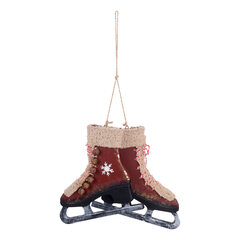 Schlittschuhe aus Holz Deko zum Hängen weinrot 22cm 