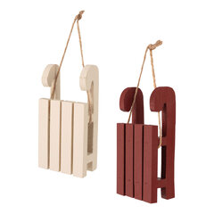 Christbaumdekor Christbaumschmuck "Schlitten" Holz weinrot / weiß 9,5cm 