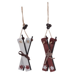 Christbaumdekor Christbaumschmuck "Ski" Holz weinrot / weiß 13cm 
