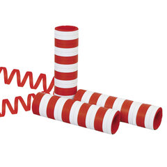 10 Rollen Luftschlangen aus Papier rot/weiß schwer entflammbar 4m