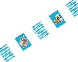 12x Wimpelkette Oktoberfest Bayerische Raute blau 8m