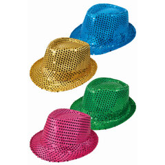 1x Glitzer-Hut in verschiedenen Farben Größe 58 für Karneval Geburtstag