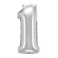 Folienballon Zahlenballon "Zahl 1" silber ca. 73cm 