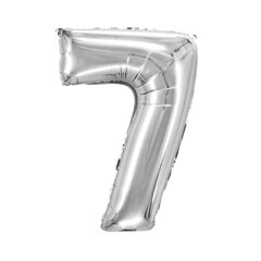 Folienballon Zahlenballon "Zahl 7" silber ca. 76cm 