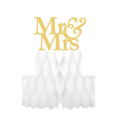 1x Wabenball "Mr & Mrs" aus Papier schwer entflammbar 24cm