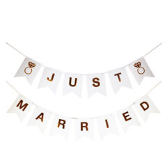 6x Wimpelkette Banner Hochzeit 'Just married' ca. 1,2m