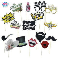 12x Party Props Fotobox  Requisiten Accessoires Set "Hochzeit"  16-teiliges Set