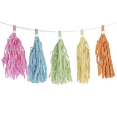Tassel-Girlande "Pastellfarben" aus Papier schwer entflammbar 3m 