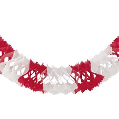 Preview: Girlande aus Papier rot/weiss schwer entflammbar Ø14.5cm 3.6m 