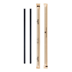 1000x Trinkhalme aus Papier schwarz einzeln gehüllt Ø6mm 21cm